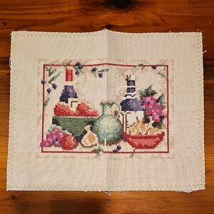 Elegant Tapestry with Fruit and Wine Design